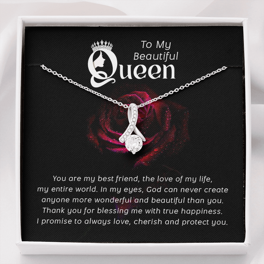 To my beautiful queen-You are my best friend Ribbon Shaped Pendant Necklace