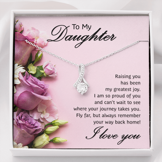 To my daughter- Raising you Ribbon Shaped Pendant Necklace