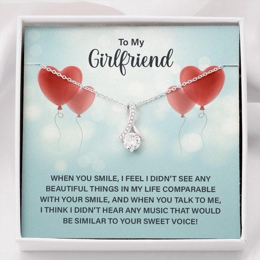 To My Girlfriend - When you smile Ribbon Shaped Pendant Necklace
