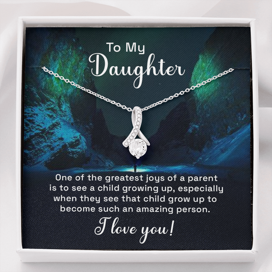 To my daughter - one of the greatest joys of a parent Ribbon Shaped Pendant Necklace
