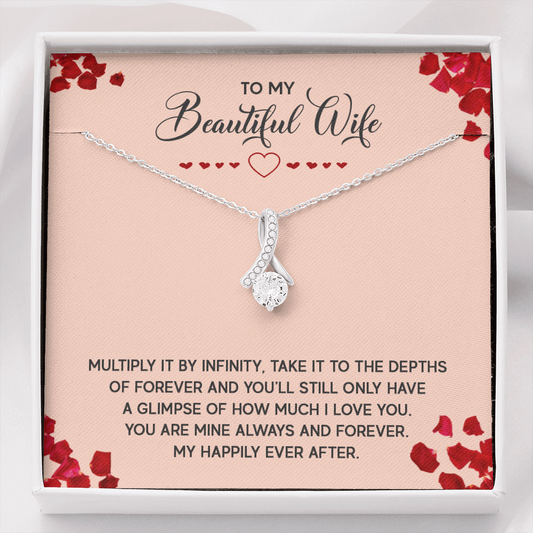 To My Beautiful Wife - Multiply it by infinity Ribbon Shaped Pendant Necklace
