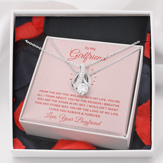 To My Girlfriend - From the day you walked into my life Ribbon Shaped Pendant Necklace