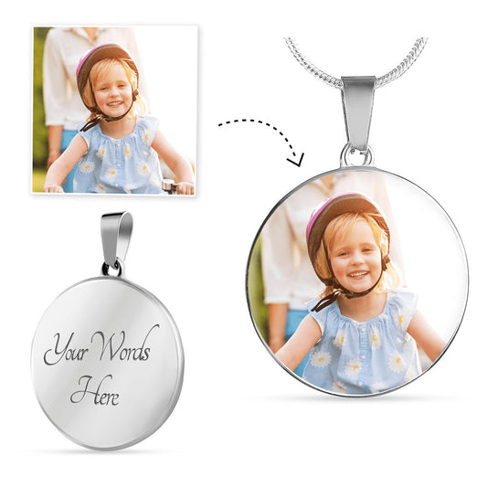 Round Photo Charm with Necklace
